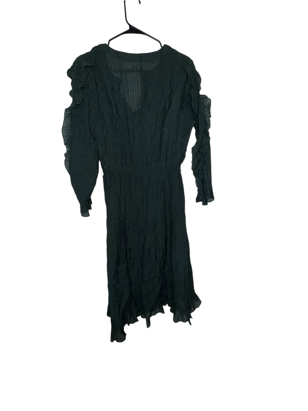 A Loves A Textured Dark Green Long Sleeve Ruffle Midi Dress - Picture 7 of 7